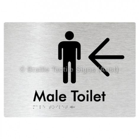 Braille Sign Male Toilet w/ Large Arrow - Braille Tactile Signs (Aust) - BTS02n->L-aliB - Fully Custom Signs - Fast Shipping - High Quality - Australian Made &amp; Owned
