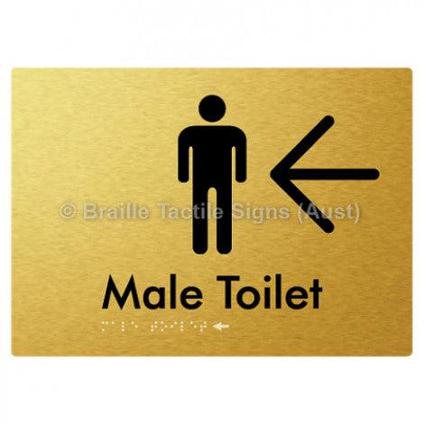 Braille Sign Male Toilet w/ Large Arrow - Braille Tactile Signs (Aust) - BTS02n->L-aliG - Fully Custom Signs - Fast Shipping - High Quality - Australian Made &amp; Owned