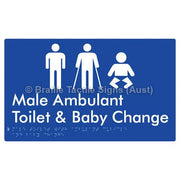 Male Toilet with Ambulant Cubicle and Baby Change - Braille Tactile Signs (Aust) - BTS359-blu - Fully Custom Signs - Fast Shipping - High Quality