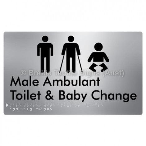 Male Toilet with Ambulant Cubicle and Baby Change - Braille Tactile Signs (Aust) - BTS359-aliS - Fully Custom Signs - Fast Shipping - High Quality