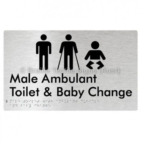 Male Toilet with Ambulant Cubicle and Baby Change - Braille Tactile Signs (Aust) - BTS359-aliB - Fully Custom Signs - Fast Shipping - High Quality