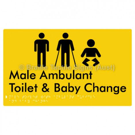 Male Toilet with Ambulant Cubicle and Baby Change - Braille Tactile Signs (Aust) - BTS359-yel - Fully Custom Signs - Fast Shipping - High Quality
