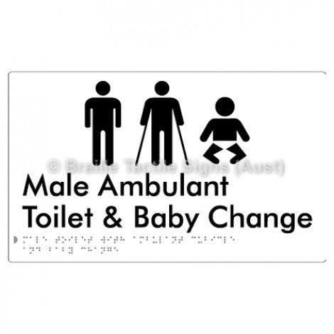 Male Toilet with Ambulant Cubicle and Baby Change - Braille Tactile Signs (Aust) - BTS359-wht - Fully Custom Signs - Fast Shipping - High Quality