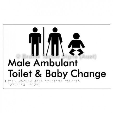Male Toilet with Ambulant Cubicle and Baby Change w/ Air Lock - Braille Tactile Signs (Aust) - BTS359-AL-wht - Fully Custom Signs - Fast Shipping - High Quality