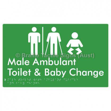 Braille Sign Male Toilet with Ambulant Cubicle and Baby Change w/ Air Lock - Braille Tactile Signs Aust. - BTS359-AL-blu - Custom Signs - Fast Shipping - High Quality - Australian Made &amp; Owned