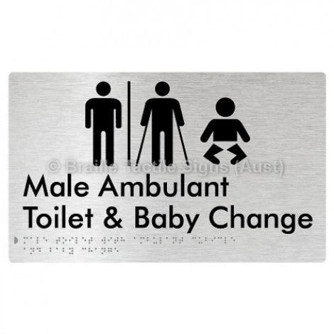 Male Toilet with Ambulant Cubicle and Baby Change w/ Air Lock - Braille Tactile Signs (Aust) - BTS359-AL-aliB - Fully Custom Signs - Fast Shipping - High Quality