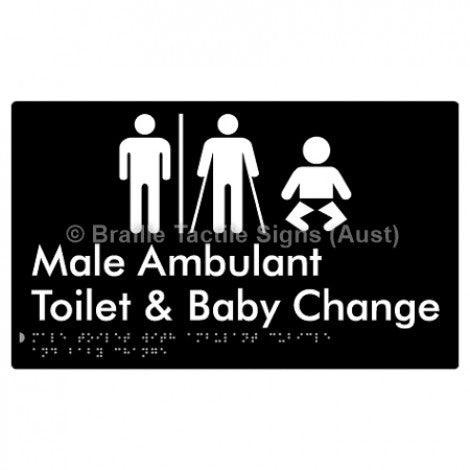 Male Toilet with Ambulant Cubicle and Baby Change w/ Air Lock - Braille Tactile Signs (Aust) - BTS359-AL-blk - Fully Custom Signs - Fast Shipping - High Quality