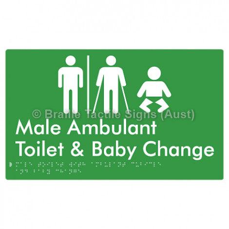 Male Toilet with Ambulant Cubicle and Baby Change w/ Air Lock - Braille Tactile Signs (Aust) - BTS359-AL-grn - Fully Custom Signs - Fast Shipping - High Quality