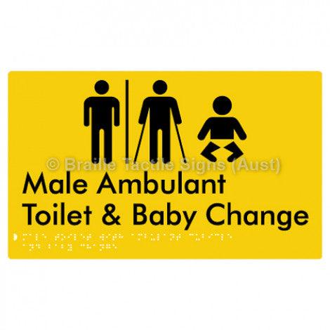 Male Toilet with Ambulant Cubicle and Baby Change w/ Air Lock - Braille Tactile Signs (Aust) - BTS359-AL-yel - Fully Custom Signs - Fast Shipping - High Quality