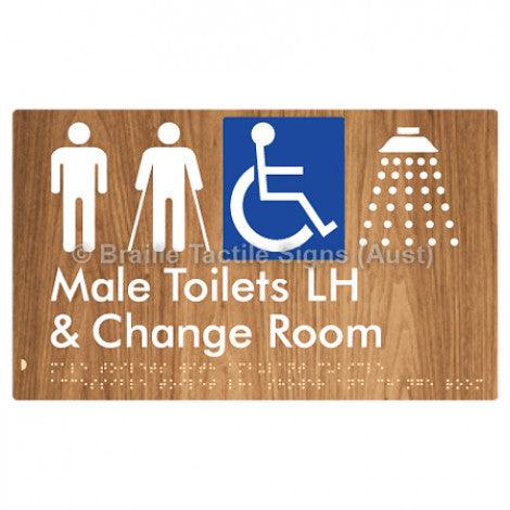 Male Toilets with Ambulant Cubicle Accessible Toilet LH, Shower and Change Room - Braille Tactile Signs (Aust) - BTS367LH-wdg - Fully Custom Signs - Fast Shipping - High Quality