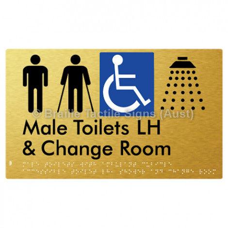 Male Toilets with Ambulant Cubicle Accessible Toilet LH, Shower and Change Room - Braille Tactile Signs (Aust) - BTS367LH-aliG - Fully Custom Signs - Fast Shipping - High Quality