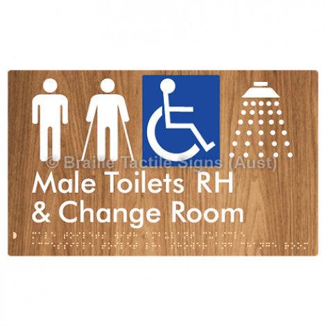 Male Toilets with Ambulant Cubicle Accessible Toilet RH, Shower and Change Room - Braille Tactile Signs (Aust) - BTS367RH-wdg - Fully Custom Signs - Fast Shipping - High Quality