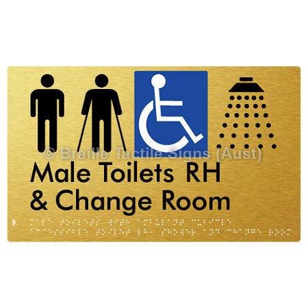 Male Toilets with Ambulant Cubicle Accessible Toilet RH, Shower and Change Room - Braille Tactile Signs (Aust) - BTS367RH-aliG - Fully Custom Signs - Fast Shipping - High Quality