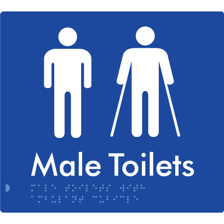 Braille Sign Male Toilets with Ambulant Cubicle - Braille Tactile Signs Aust. - BTS236-blu - Custom Signs - Fast Shipping - High Quality - Australian Made &amp; Owned