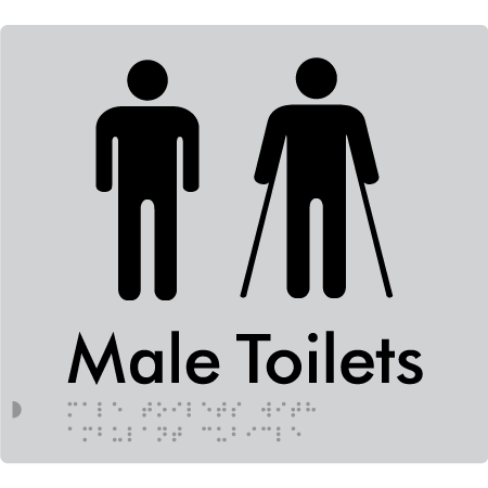 Braille Sign Male Toilets with Ambulant Cubicle - Braille Tactile Signs Aust. - BTS236-slv - Custom Signs - Fast Shipping - High Quality - Australian Made &amp; Owned
