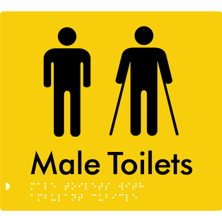 Braille Sign Male Toilets with Ambulant Cubicle - Braille Tactile Signs Aust. - BTS236-yel - Custom Signs - Fast Shipping - High Quality - Australian Made &amp; Owned