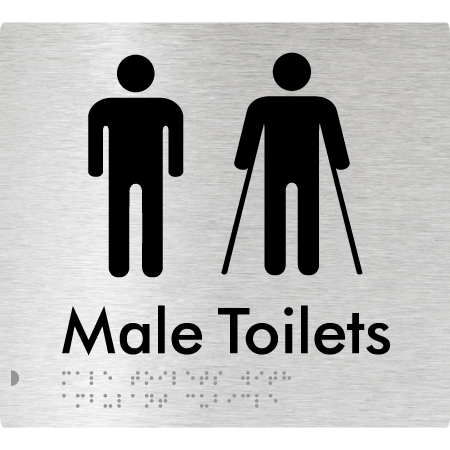 Braille Sign Male Toilets with Ambulant Cubicle - Braille Tactile Signs Aust. - BTS236-aliB - Custom Signs - Fast Shipping - High Quality - Australian Made &amp; Owned