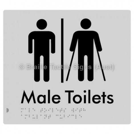 Male Toilets with Ambulant Cubicle w/ Air Lock - Braille Tactile Signs (Aust) - BTS236-AL-slv - Fully Custom Signs - Fast Shipping - High Quality