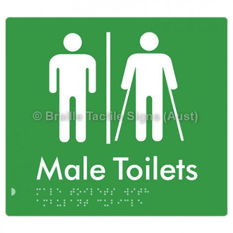 Male Toilets with Ambulant Cubicle w/ Air Lock - Braille Tactile Signs (Aust) - BTS236-AL-grn - Fully Custom Signs - Fast Shipping - High Quality