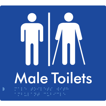 Braille Sign Male Toilets with Ambulant Cubicle with Airlock - Braille Tactile Signs Aust. - BTS236-AL-blu - Custom Signs - Fast Shipping - High Quality - Australian Made &amp; Owned