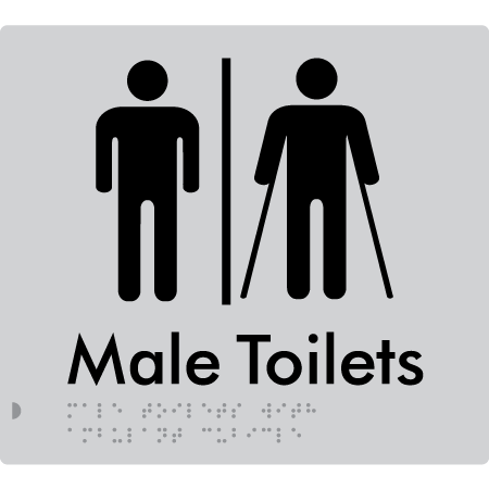 Braille Sign Male Toilets with Ambulant Cubicle with Airlock - Braille Tactile Signs Aust. - BTS236-AL-slv - Custom Signs - Fast Shipping - High Quality - Australian Made &amp; Owned