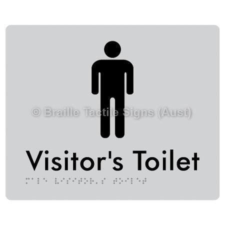 Male Visitorâ€™s Toilet - Braille Tactile Signs (Aust) - BTS100-slv - Fully Custom Signs - Fast Shipping - High Quality
