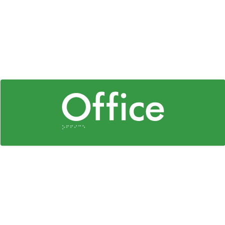 Braille Sign Office - Braille Tactile Signs Aust. - BTS124-grn - Custom Signs - Fast Shipping - High Quality - Australian Made &amp; Owned