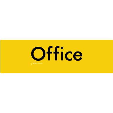 Braille Sign Office - Braille Tactile Signs Aust. - BTS124-yel - Custom Signs - Fast Shipping - High Quality - Australian Made &amp; Owned