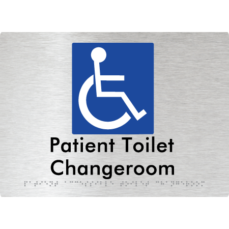 Braille Sign Patient Unisex Accessible Toilet & Changeroom - Braille Tactile Signs Aust. - BTS103-aliB - Custom Signs - Fast Shipping - High Quality - Australian Made &amp; Owned