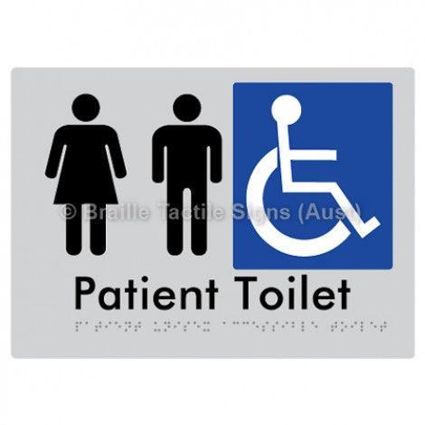 Braille Sign Patient Unisex Accessible Toilet - Braille Tactile Signs (Aust) - BTS101-slv - Fully Custom Signs - Fast Shipping - High Quality - Australian Made &amp; Owned