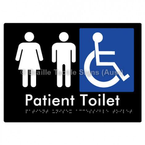 Braille Sign Patient Unisex Accessible Toilet - Braille Tactile Signs (Aust) - BTS101-blk - Fully Custom Signs - Fast Shipping - High Quality - Australian Made &amp; Owned