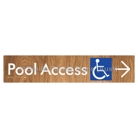 Braille Sign Pool Access w/ Large Arrow - Braille Tactile Signs (Aust) - BTS170->R-wdg - Fully Custom Signs - Fast Shipping - High Quality - Australian Made &amp; Owned