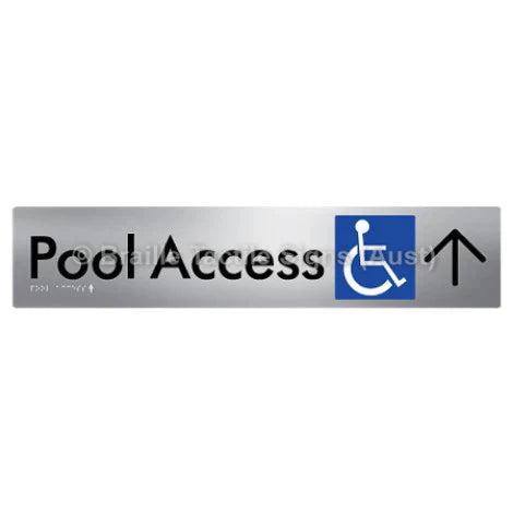 Braille Sign Pool Access w/ Large Arrow - Braille Tactile Signs (Aust) - BTS170->U-aliS - Fully Custom Signs - Fast Shipping - High Quality - Australian Made &amp; Owned