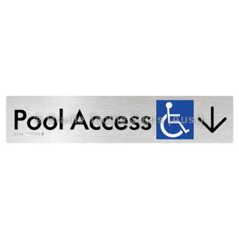 Braille Sign Pool Access w/ Large Arrow - Braille Tactile Signs (Aust) - BTS170->D-aliB - Fully Custom Signs - Fast Shipping - High Quality - Australian Made &amp; Owned