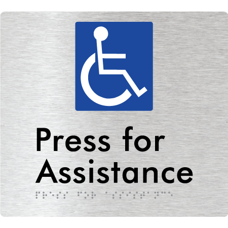 Braille Sign Press For Assistance - Braille Tactile Signs Aust. - BTS408-aliB - Custom Signs - Fast Shipping - High Quality - Australian Made &amp; Owned