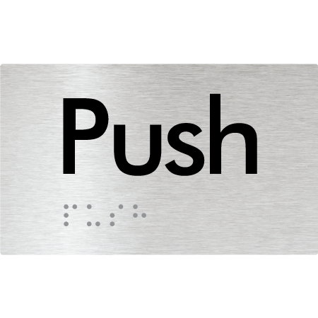 Braille Sign Push - Braille Tactile Signs Aust. - BTS18-aliB - Custom Signs - Fast Shipping - High Quality - Australian Made &amp; Owned