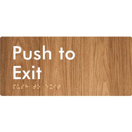 Braille Sign Push To Exit - Braille Tactile Signs Aust. - BTS409-wdg - Custom Signs - Fast Shipping - High Quality - Australian Made &amp; Owned