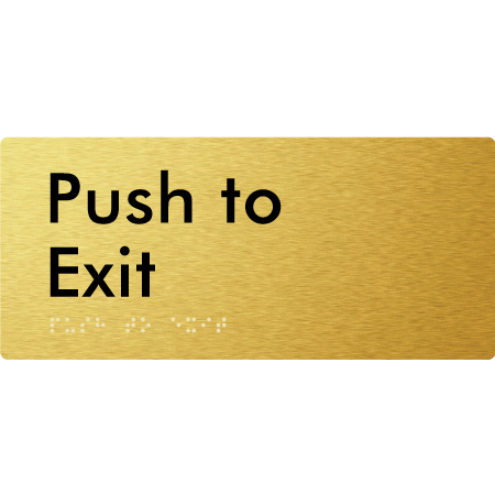 Braille Sign Push To Exit - Braille Tactile Signs Aust. - BTS409-aliG - Custom Signs - Fast Shipping - High Quality - Australian Made &amp; Owned