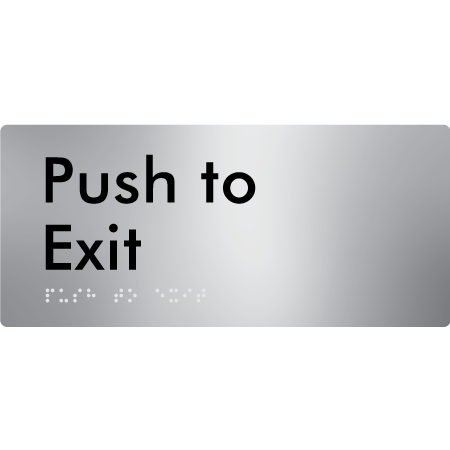 Braille Sign Push To Exit - Braille Tactile Signs Aust. - BTS409-aliS - Custom Signs - Fast Shipping - High Quality - Australian Made &amp; Owned