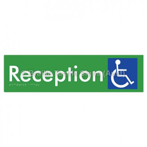Braille Sign Reception Access - Braille Tactile Signs (Aust) - BTS167-grn - Fully Custom Signs - Fast Shipping - High Quality - Australian Made &amp; Owned