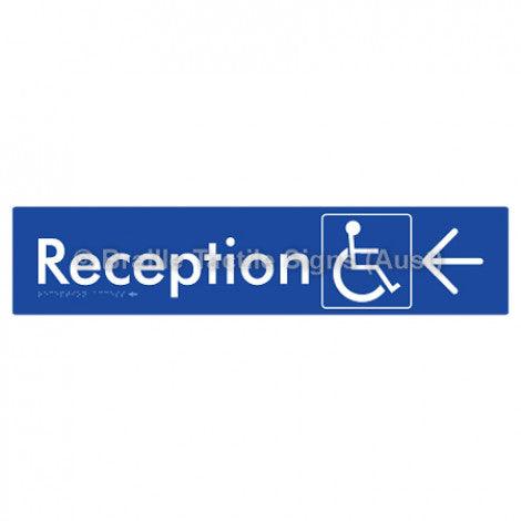 Braille Sign Reception Access w/ Large Arrow - Braille Tactile Signs (Aust) - BTS167->L-blu - Fully Custom Signs - Fast Shipping - High Quality - Australian Made &amp; Owned