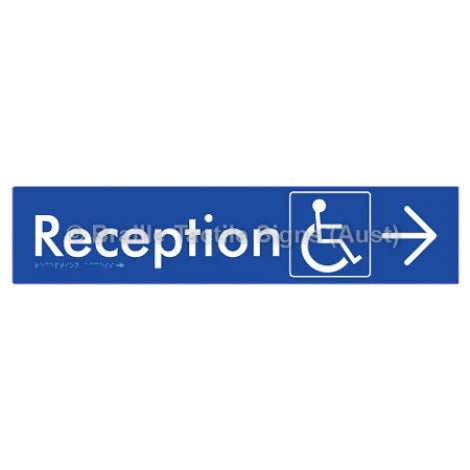 Braille Sign Reception Access w/ Large Arrow - Braille Tactile Signs (Aust) - BTS167->R-blu - Fully Custom Signs - Fast Shipping - High Quality - Australian Made &amp; Owned