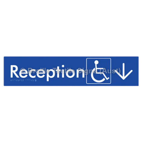 Braille Sign Reception Access w/ Large Arrow - Braille Tactile Signs (Aust) - BTS167->D-blu - Fully Custom Signs - Fast Shipping - High Quality - Australian Made &amp; Owned