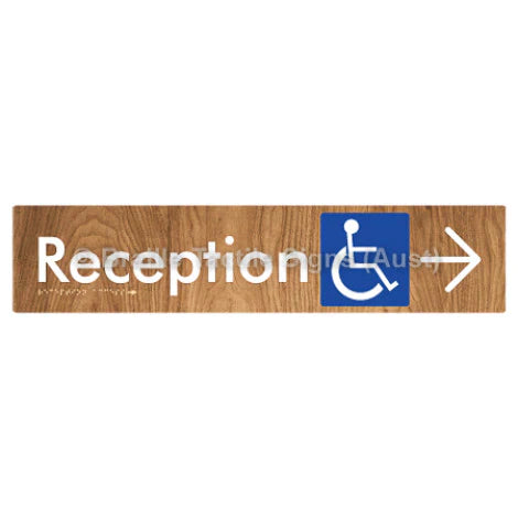 Braille Sign Reception Access w/ Large Arrow - Braille Tactile Signs (Aust) - BTS167->R-wdg - Fully Custom Signs - Fast Shipping - High Quality - Australian Made &amp; Owned