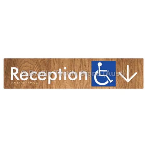 Braille Sign Reception Access w/ Large Arrow - Braille Tactile Signs (Aust) - BTS167->D-wdg - Fully Custom Signs - Fast Shipping - High Quality - Australian Made &amp; Owned
