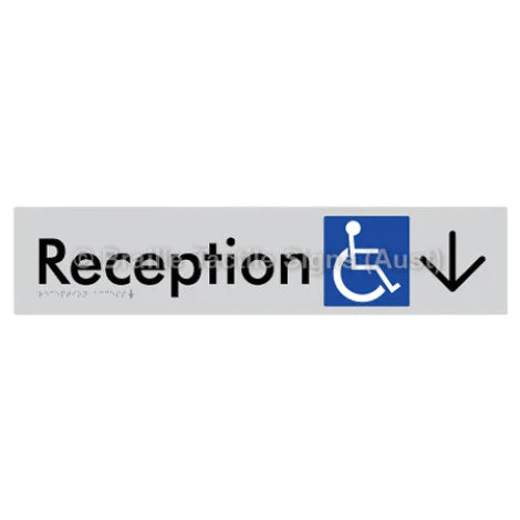 Braille Sign Reception Access w/ Large Arrow - Braille Tactile Signs (Aust) - BTS167->D-slv - Fully Custom Signs - Fast Shipping - High Quality - Australian Made &amp; Owned