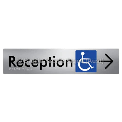 Braille Sign Reception Access w/ Large Arrow - Braille Tactile Signs (Aust) - BTS167->L-aliS - Fully Custom Signs - Fast Shipping - High Quality - Australian Made &amp; Owned