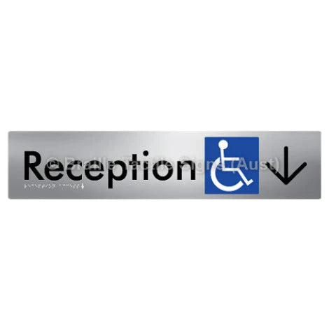 Braille Sign Reception Access w/ Large Arrow - Braille Tactile Signs (Aust) - BTS167->L-aliS - Fully Custom Signs - Fast Shipping - High Quality - Australian Made &amp; Owned
