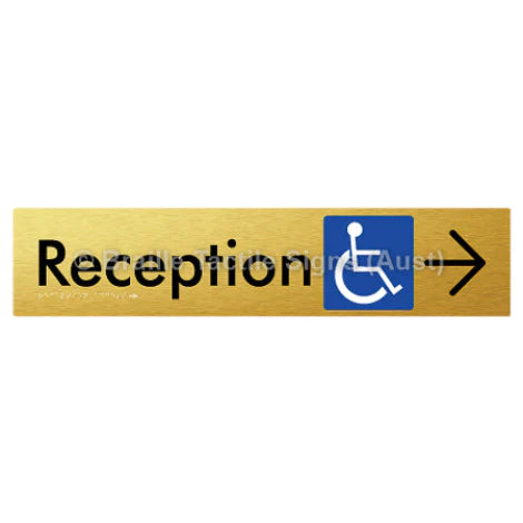 Braille Sign Reception Access w/ Large Arrow - Braille Tactile Signs (Aust) - BTS167->R-aliG - Fully Custom Signs - Fast Shipping - High Quality - Australian Made &amp; Owned