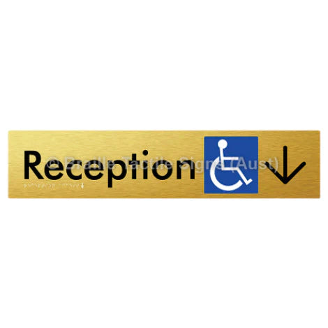 Braille Sign Reception Access w/ Large Arrow - Braille Tactile Signs (Aust) - BTS167->D-aliG - Fully Custom Signs - Fast Shipping - High Quality - Australian Made &amp; Owned